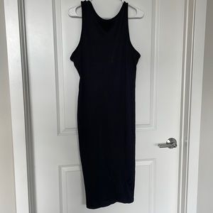 Low Back Ribbed Black Dress
